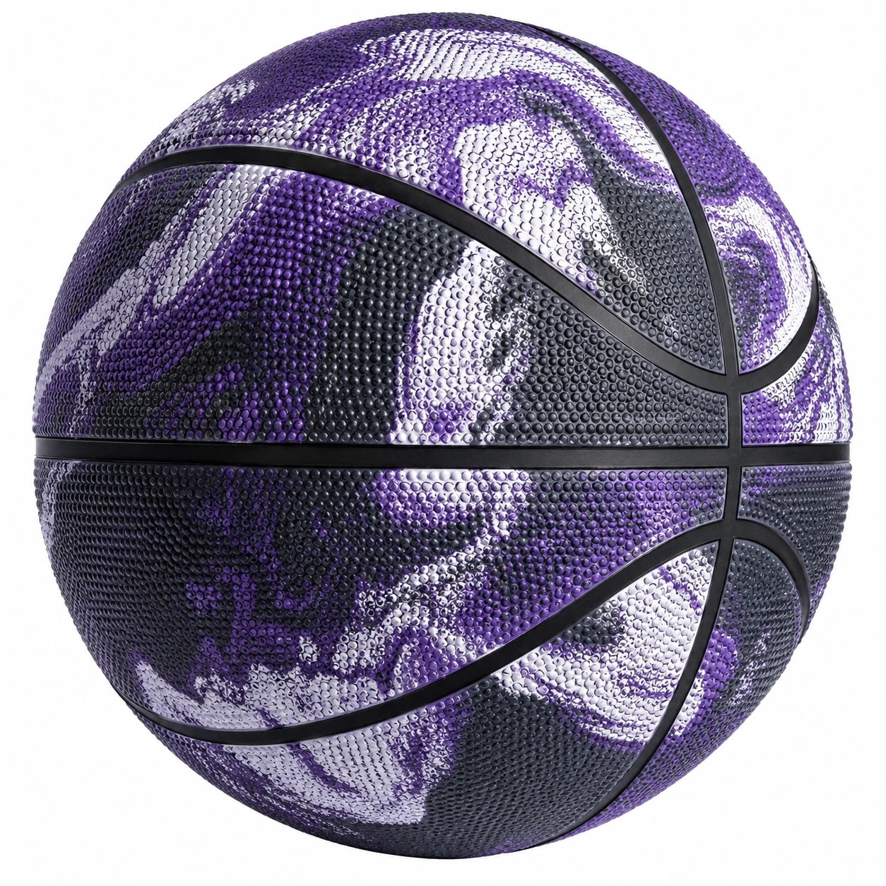 Ballon de Basketball Extérieur Motif Marbré Violet/Noir