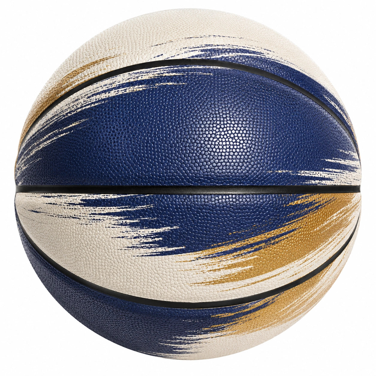 Ballon de Basketball Moderne Bleu, Beige et Or