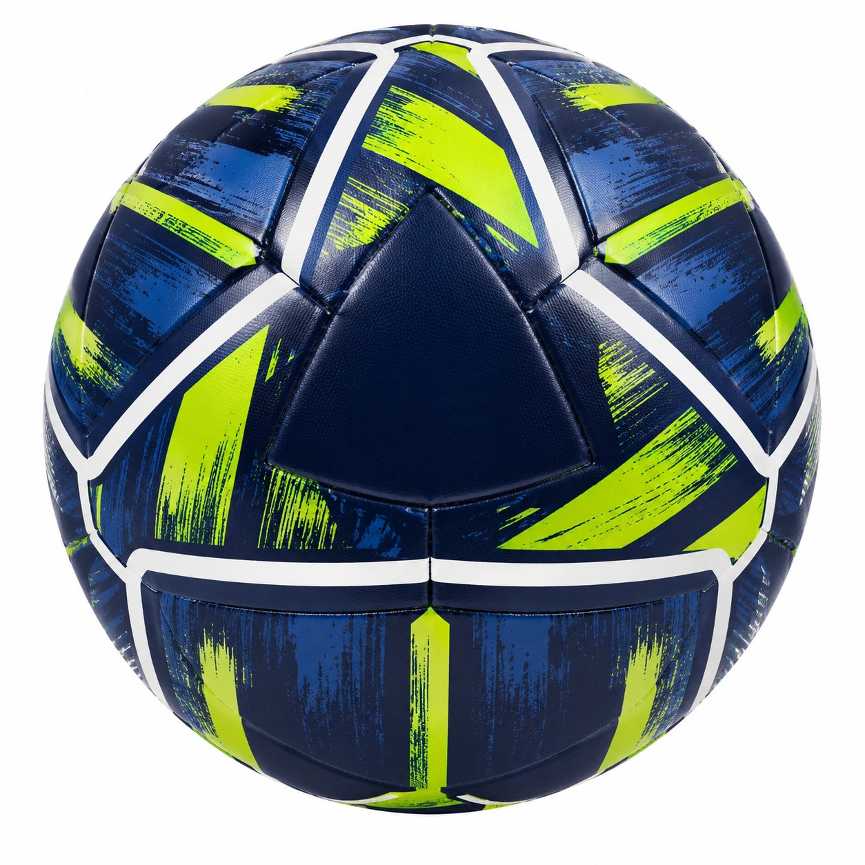 Ballon de football taille 5 bleu marine et jaune fluo