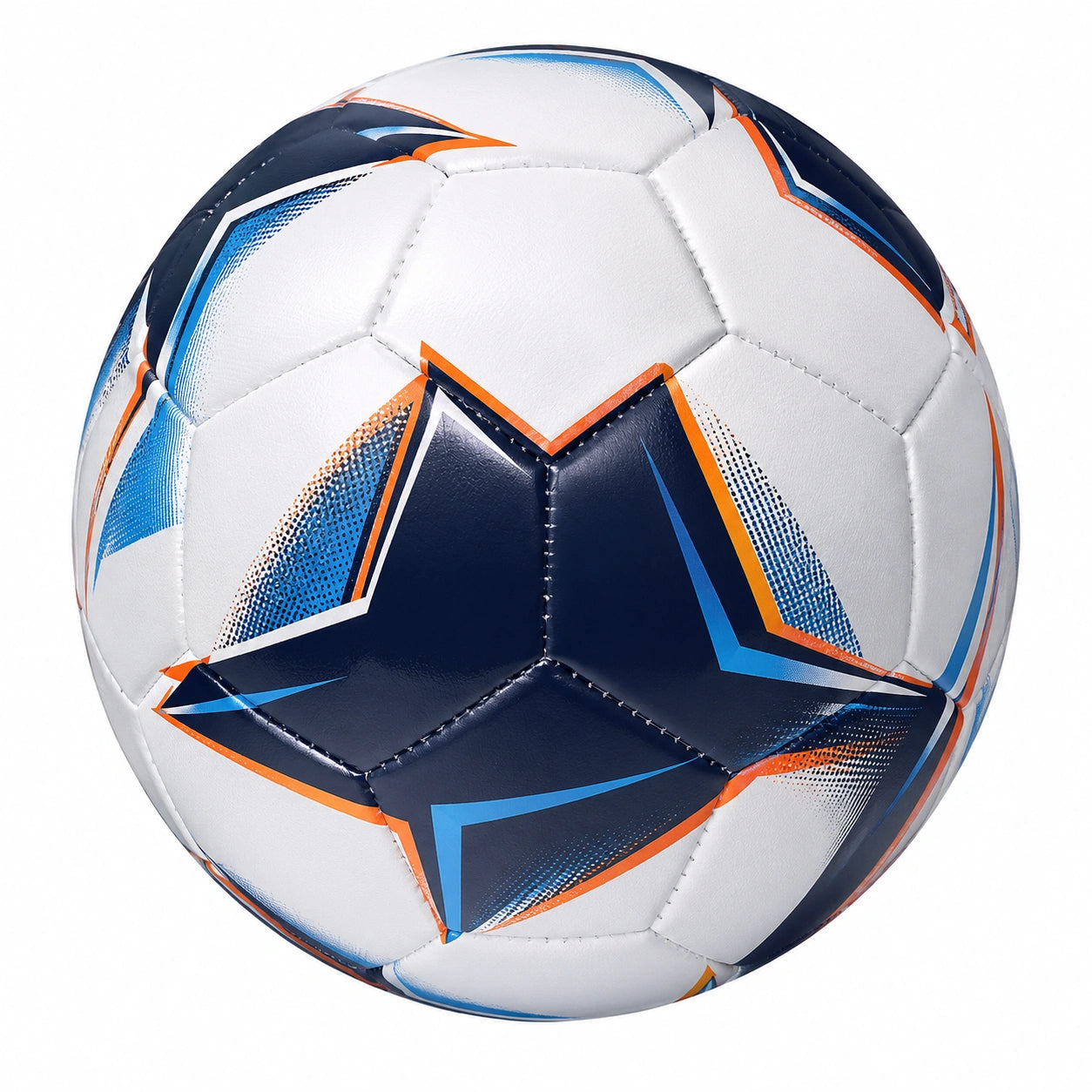 Ballon de football extérieur avec design étoilé blanc bleu orange