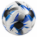 Ballon de football taille 5 bleu, noir et blanc