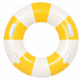 Bouée gonflable rayée jaune et blanche avec poignées