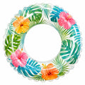 Bouée Gonflable Tropicale avec Fleurs d'Hibiscus